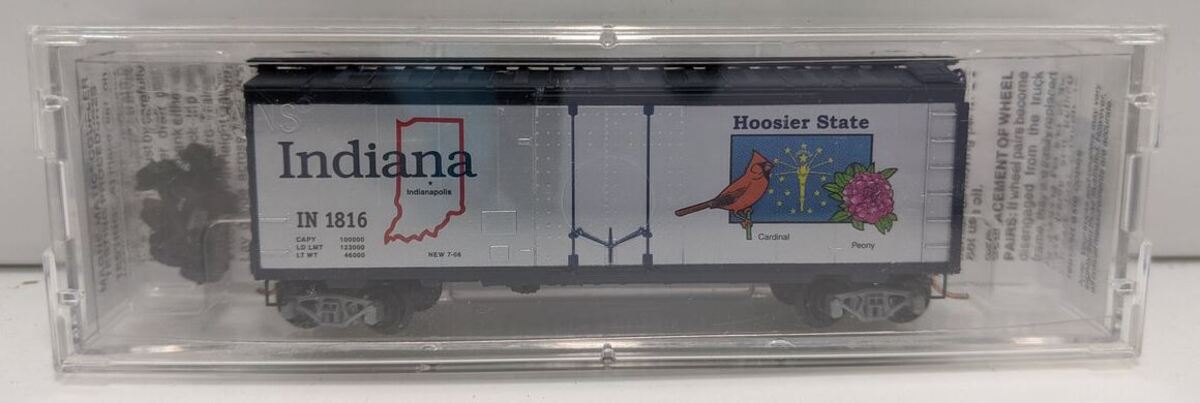 Micro-Trains 02100403 N Scale Indiana State 40' Standard Plug Door Boxcar #1816 LN/Box