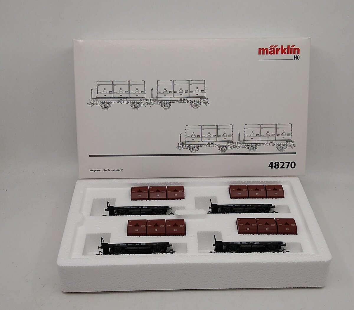 Marklin 48270 HO Scale Deutsche Bahn Flatcar Set with Brown Vats LN/Box