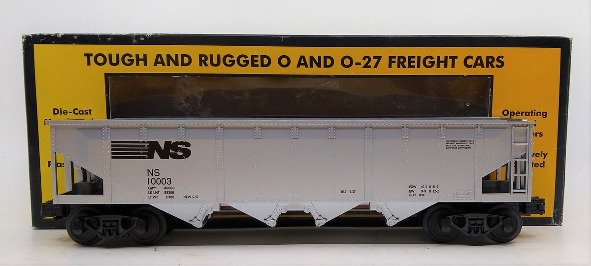 MTH 30-7510 O Gauge Norfolk Southern 4-Bay Hopper #10003 EX/Box
