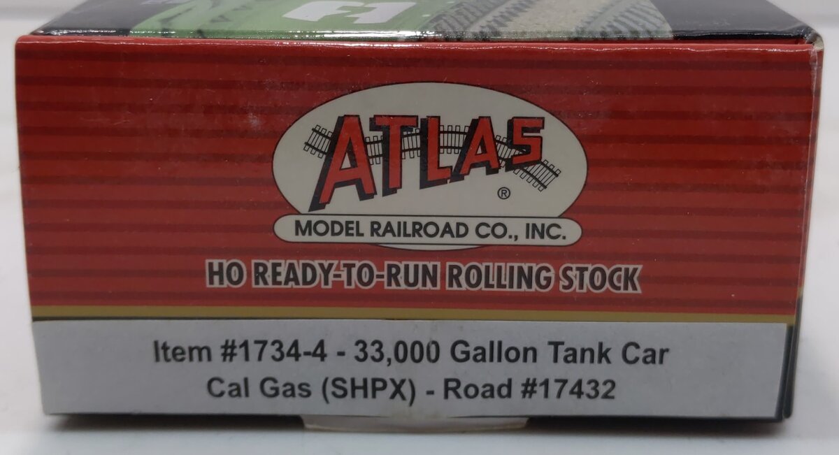 Atlas 1734-4 HO Cal Gas/SHPX 33,000 Gallon Tank Car #17432
