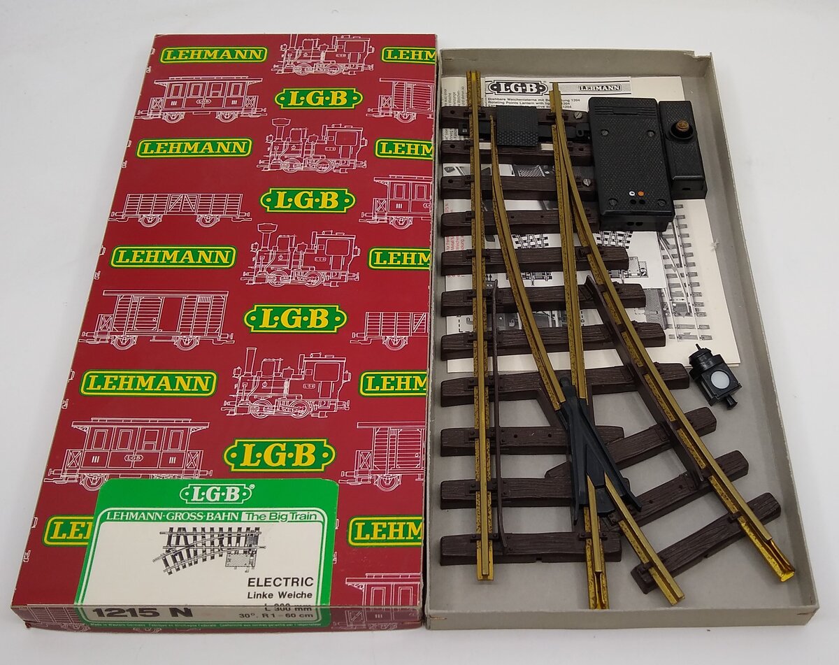 LGB 1215N G R1 30° Left Hand Electric Switch Turnout EX/Box