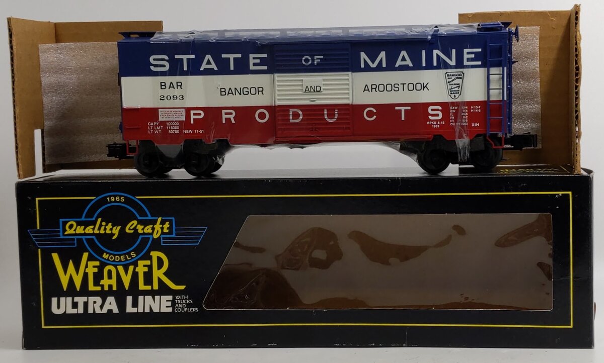 Weaver 3082 O Gauge State of Maine PS-1 40' Box Car #2093 (3-Rail) LN/Box
