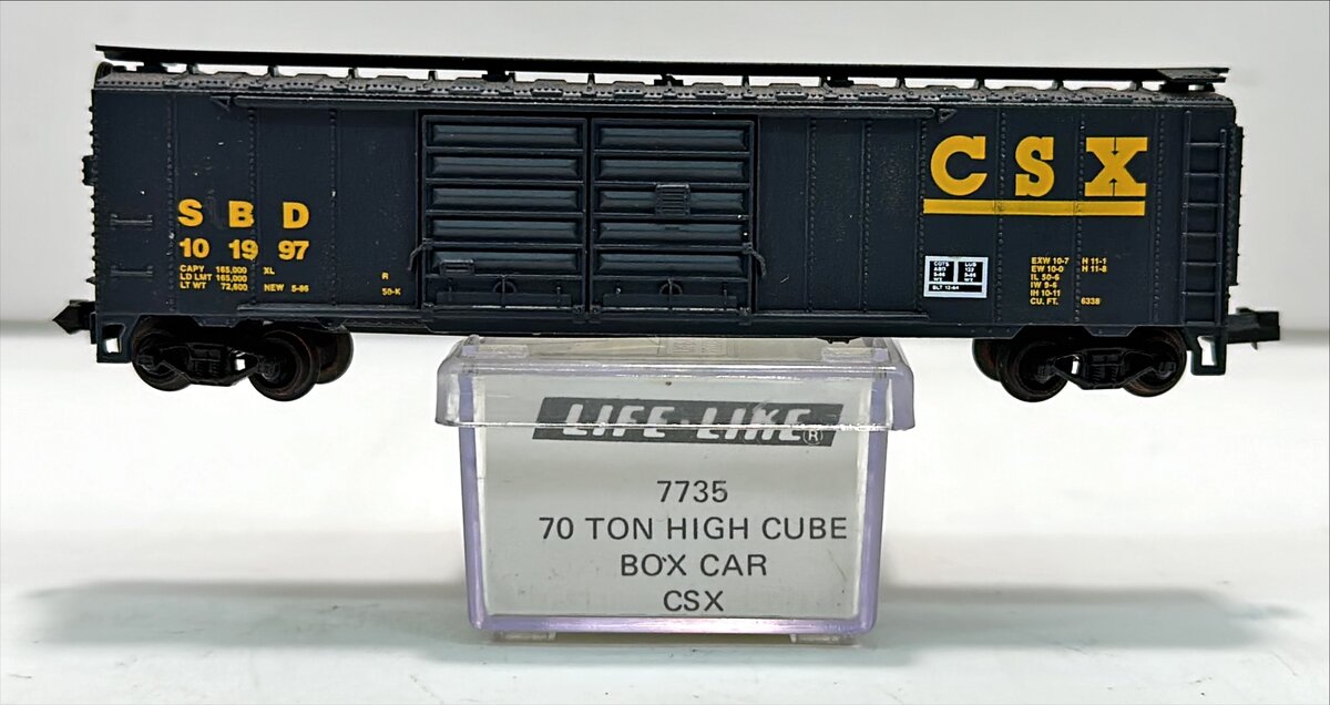 Life Like 7735 N Scale CSX Double Door 50' Steel Boxcar #101997