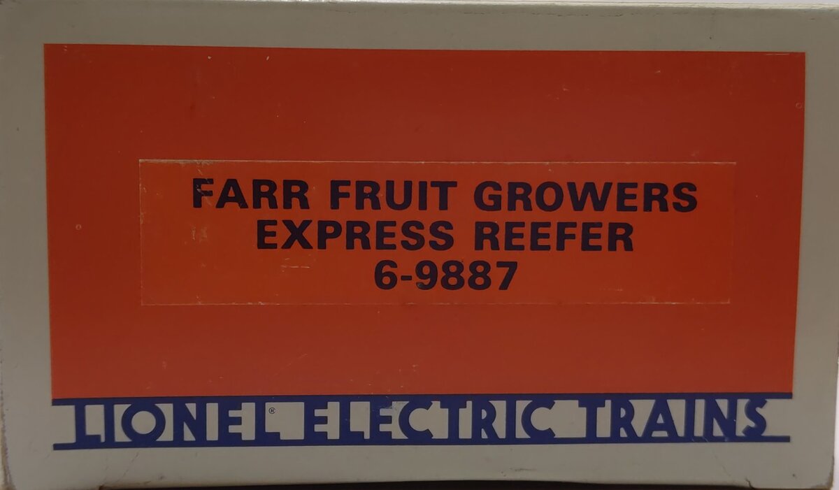 Lionel 6-9887 O Gauge FARR Fruit Growers Express Refrigerator Car #9887 LN/Box