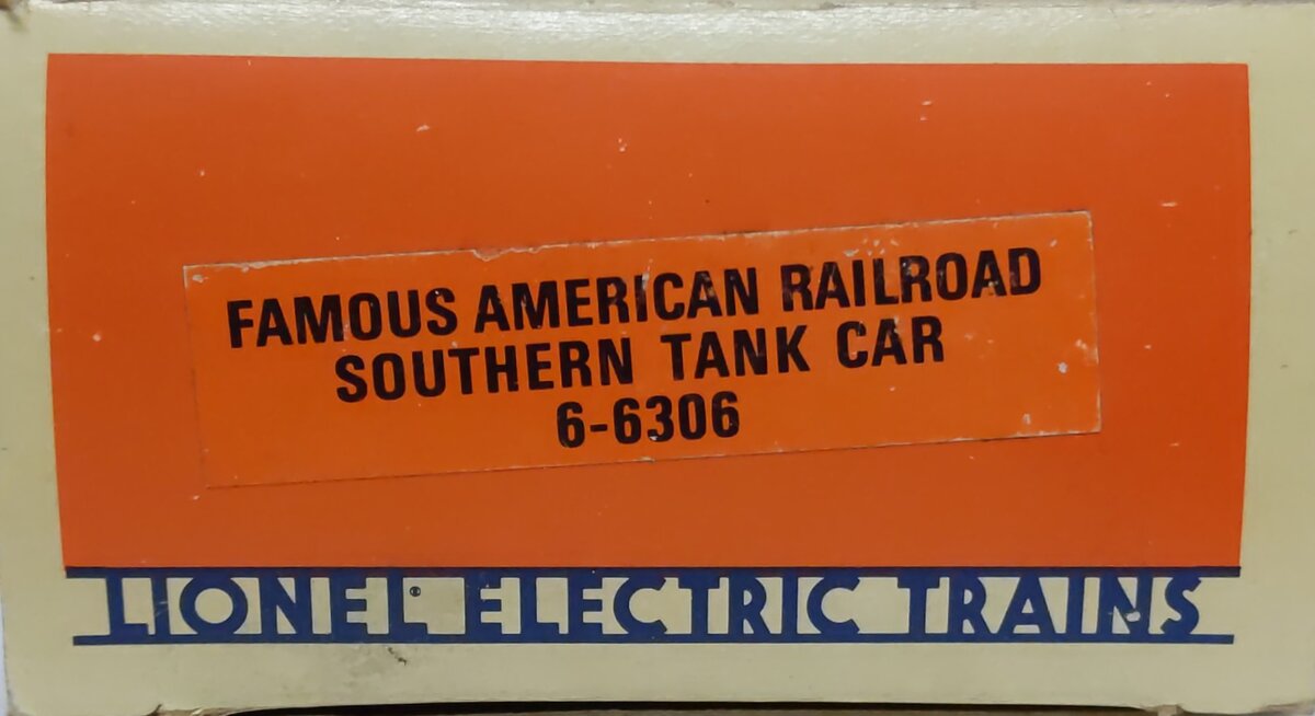 Lionel 6-6306 O Gauge FARR Southern Single-Dome Tank Car #6306 NIB