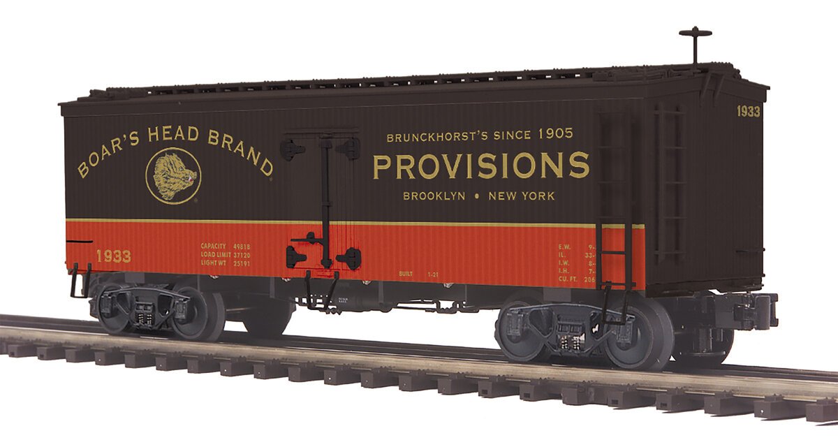 MTH 20-94573 O Gauge Boar's Head 36' Woodsided Reefer #1933 NIB