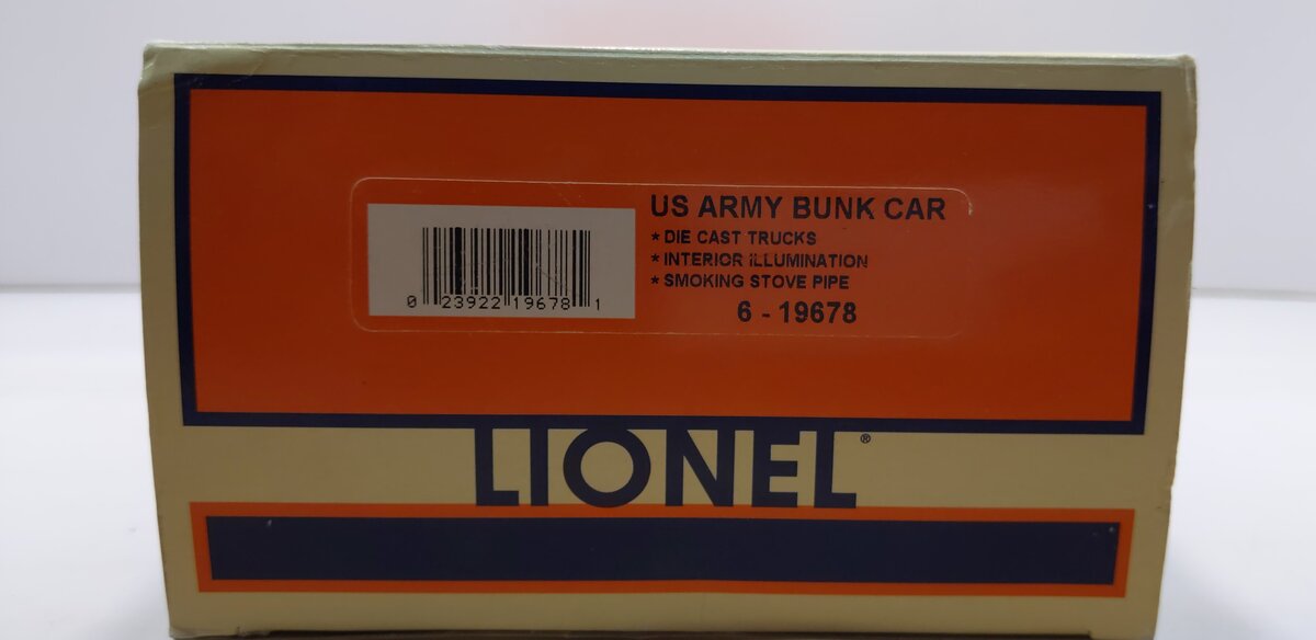 Lionel 6-19678 O Gauge Army Smoking Bunk Car #26414 LN/Box