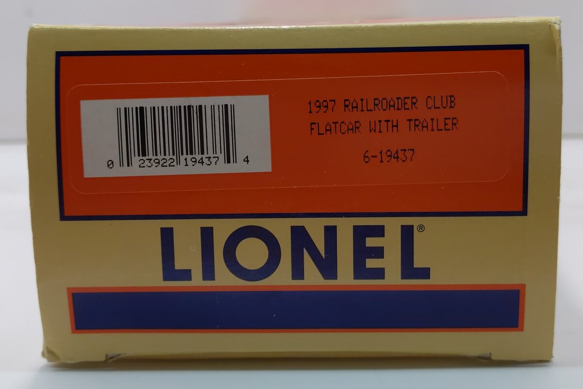 Lionel 6-19437 O Gauge Lionel Rail Roader Club Flatcar w/Inside Track Trailer NIB