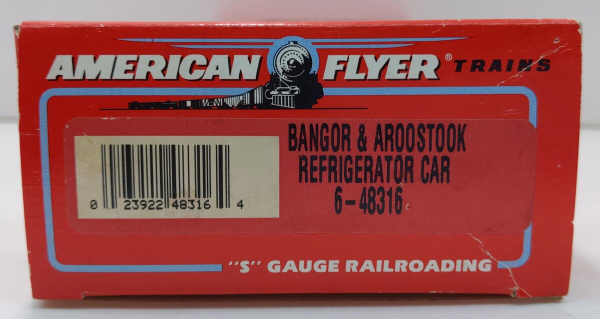 American Flyer 6-48316 S Gauge Bangor & Aroostook Refrigerator Car #29425 LN/Box