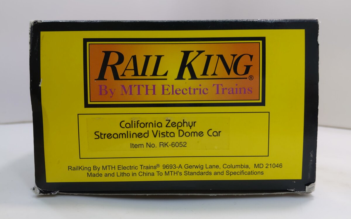 MTH 30-6052 O California Zephyr Streamlined Vista Dome Car #4723 LN/Box