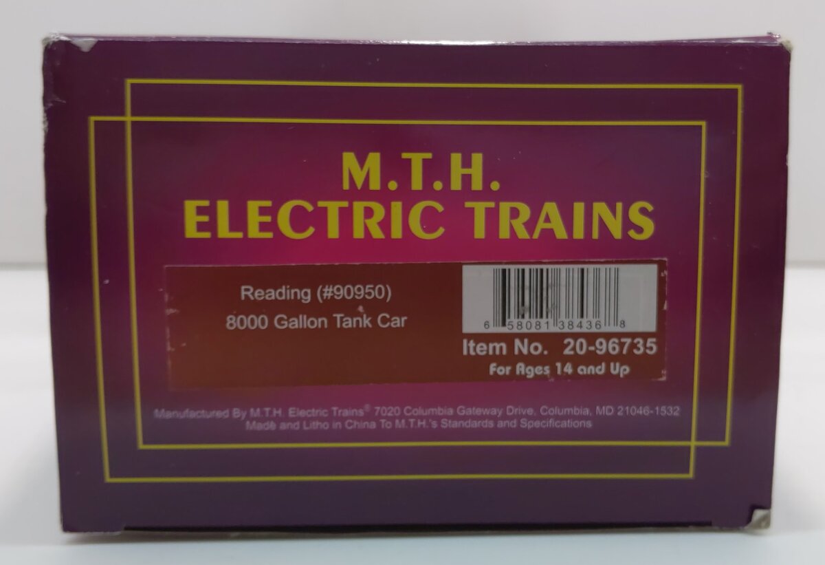 MTH 20-96735 O Reading Premier 8000 Gallon Tank Car #90950 LN/Box