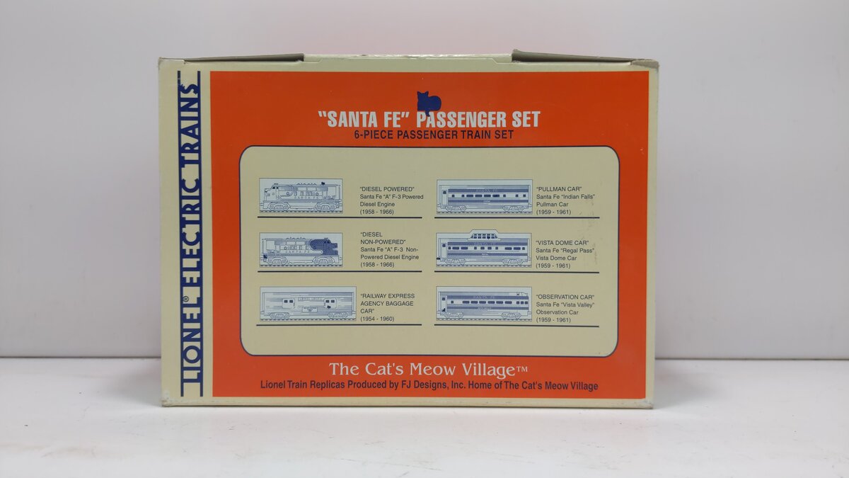 Lionel Cat's Meow Village "Santa Fe Passenger" 6 Piece Wooden Block Set LN/Box