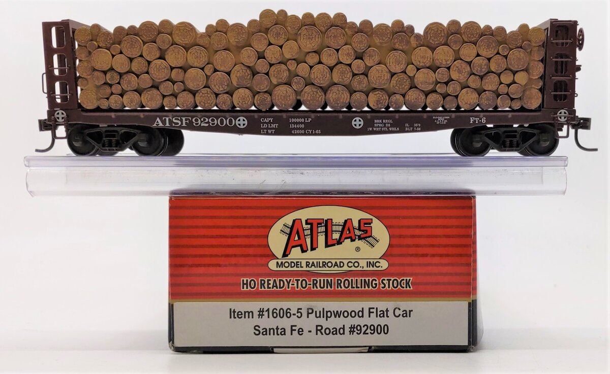 Atlas 1606-5 HO Santa Fe 42' Pulpwood Flat Car Road # 92900