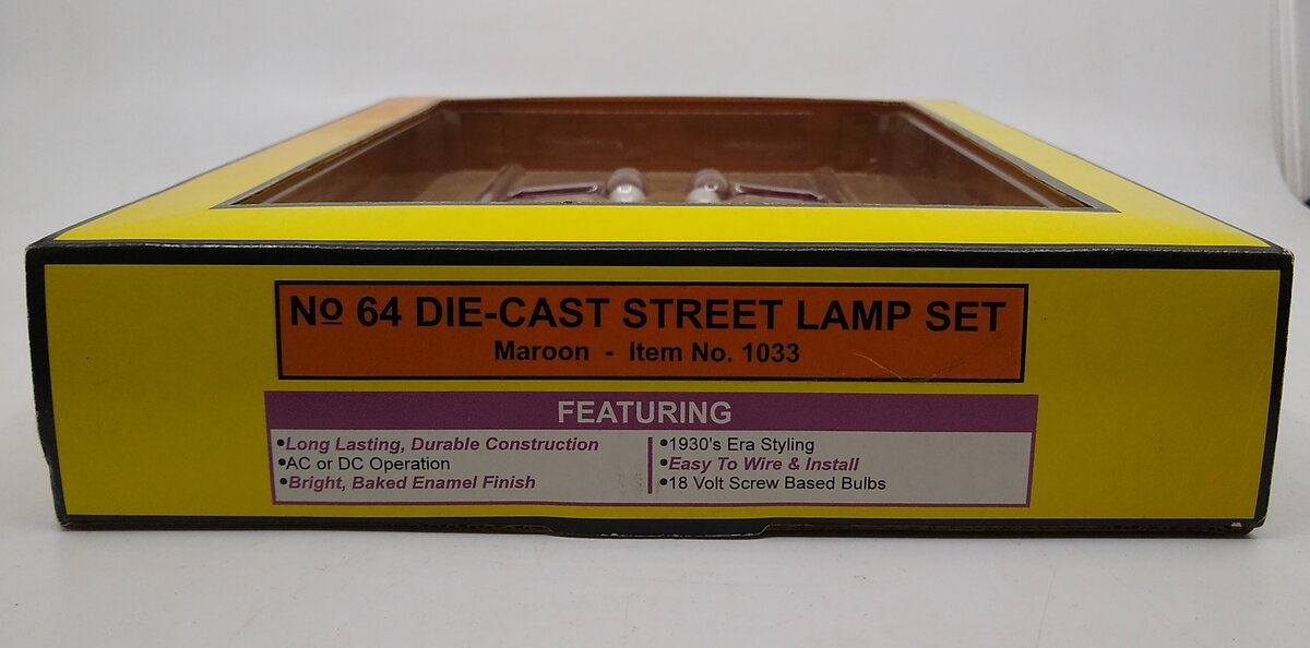 MTH 30-1033 O Scale #64 Maroon Street Lamps (Set of 2) NIB