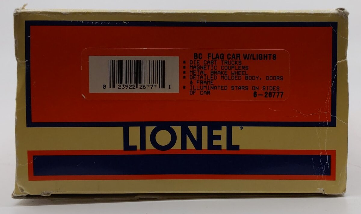 Lionel 6-26777 O Gauge U.S. Flag Boxcar w/Lights LN/Box