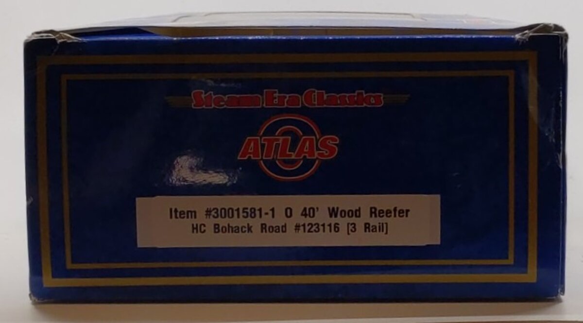 Atlas 3001581-1 O HC Bohack Road 40' Wood Reefer #123116 (3-Rail) LN/Box