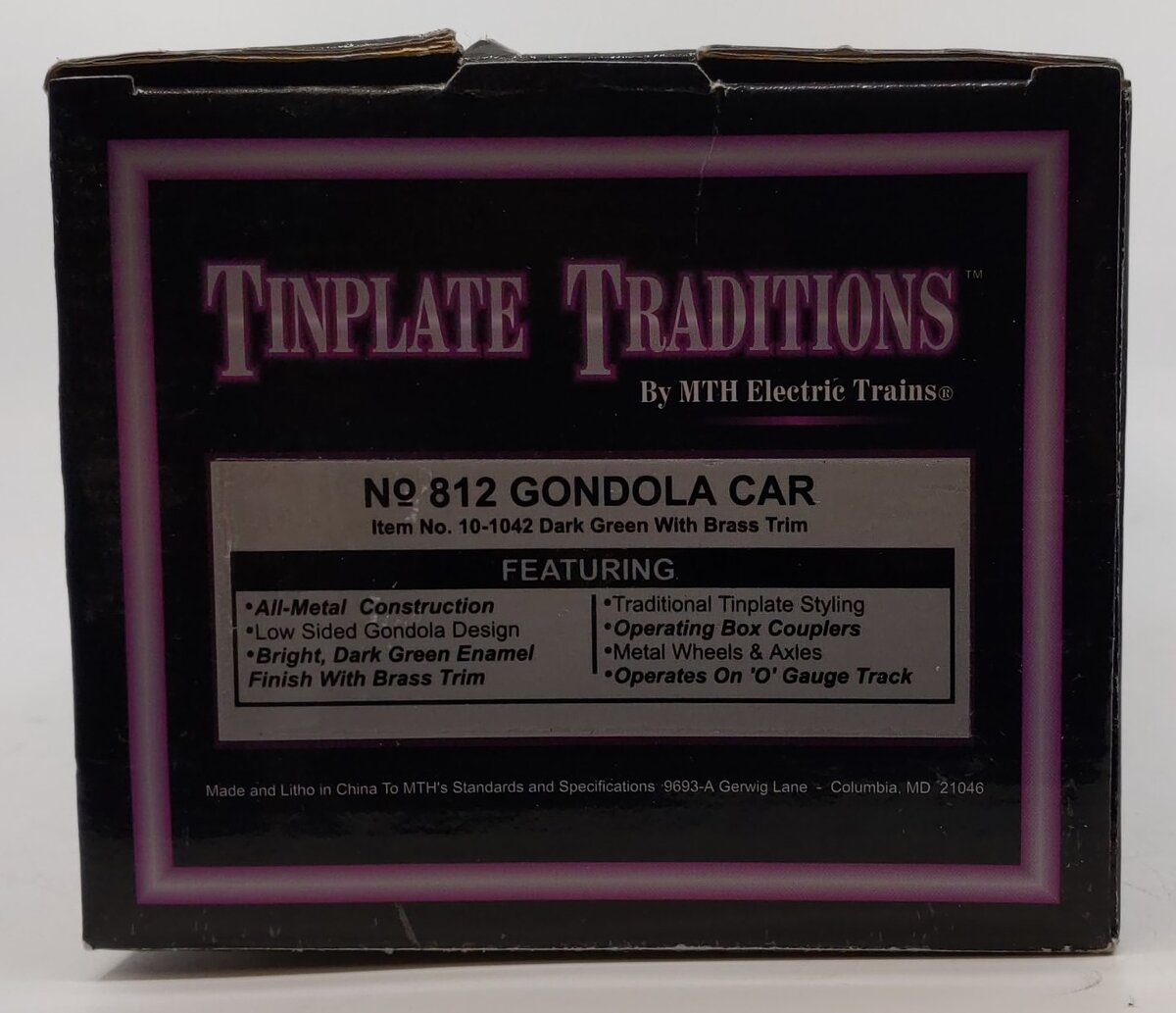 MTH 10-1042 O Gauge Dark Green Tinplate No. 812 Gondola LN/Box