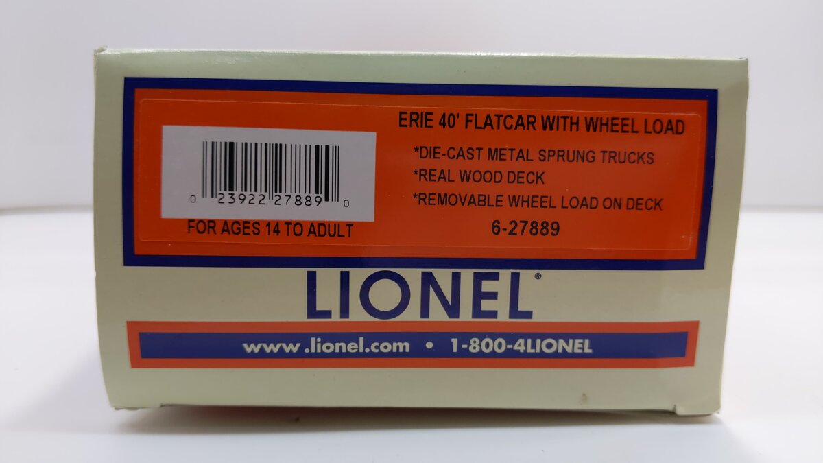 Lionel 6-27889 O Erie 40' Flatcar w/Wheel Load #6361 LN/Box