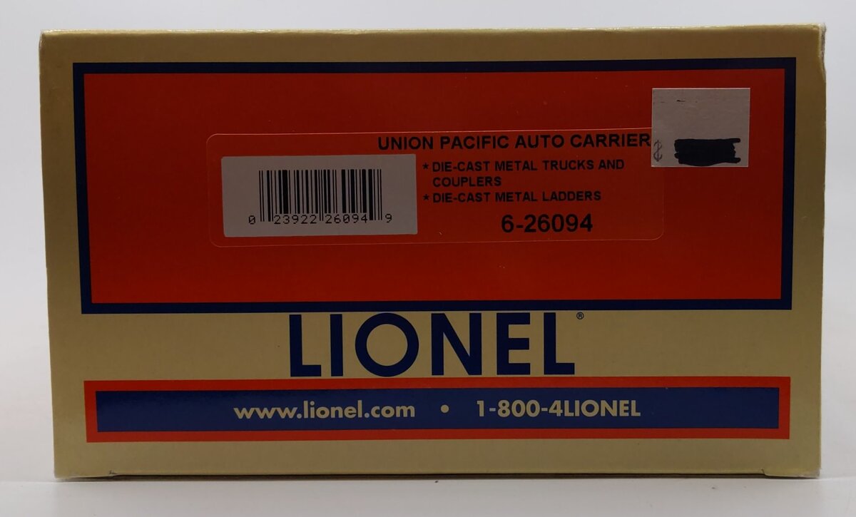 Lionel 6-26094 O Gauge Union Pacific Auto Carrier Car #971423 NIB