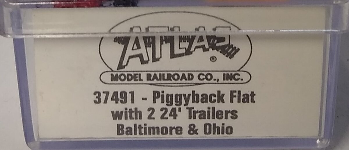 Atlas 37491 N Baltimore & Ohio Piggyback Flat Car w/ Two 24' Trailers NIB