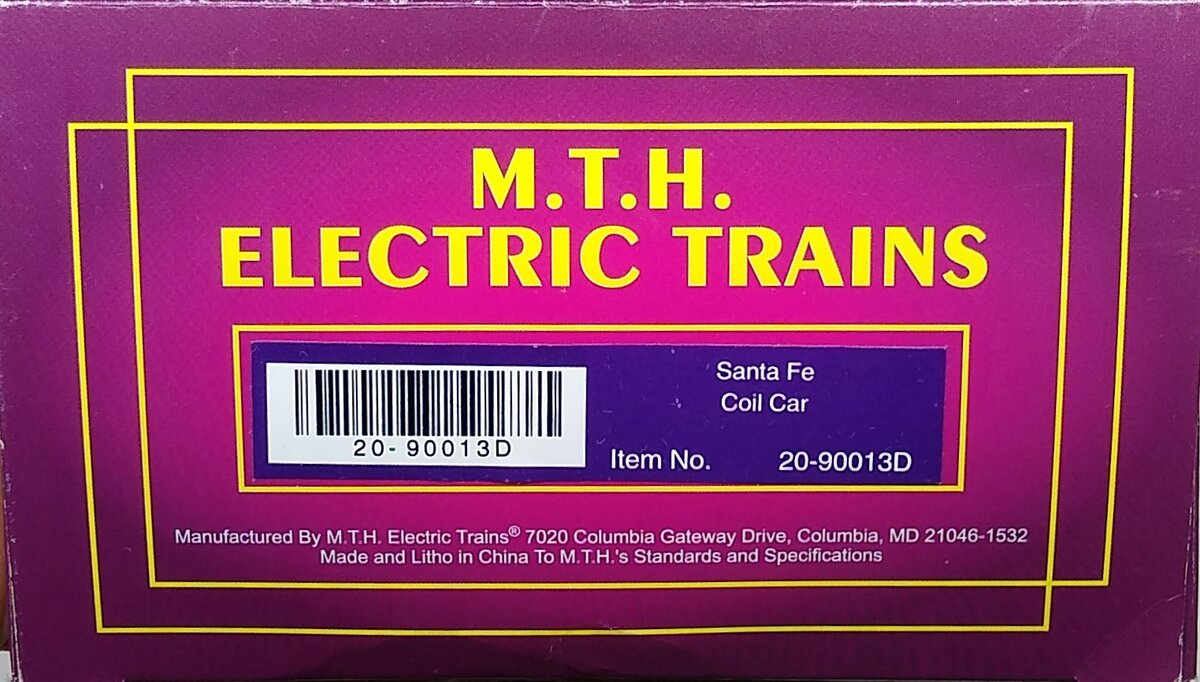 MTH 20-90013D O Santa Fe Coil Car #91971 LN/Box