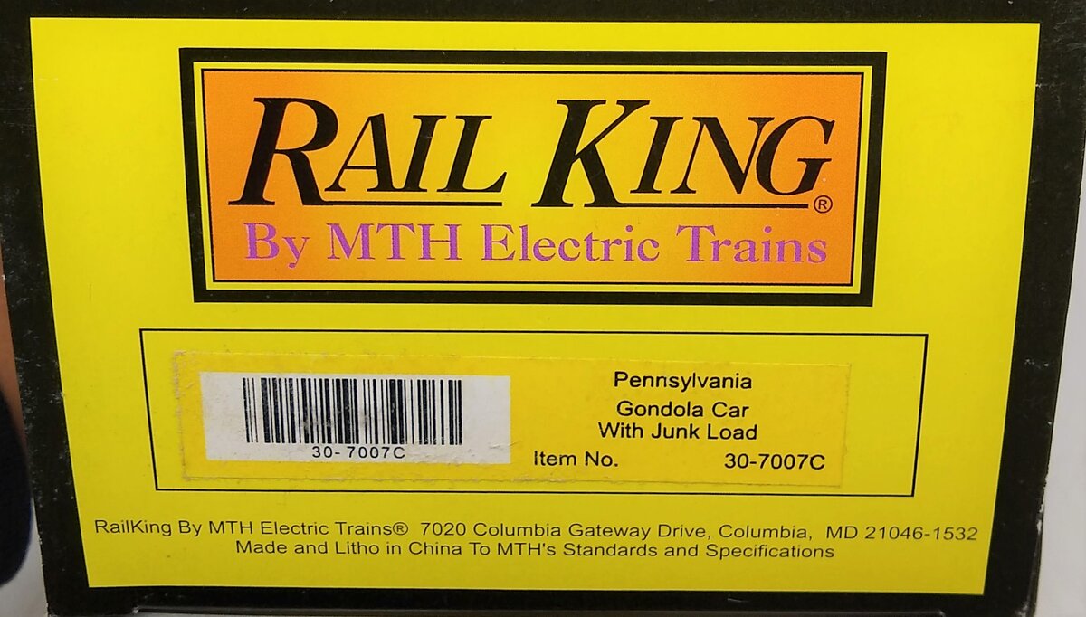 MTH 30-7007C O Gauge Pennsylvania Gondola Car #376901 with Junk Load