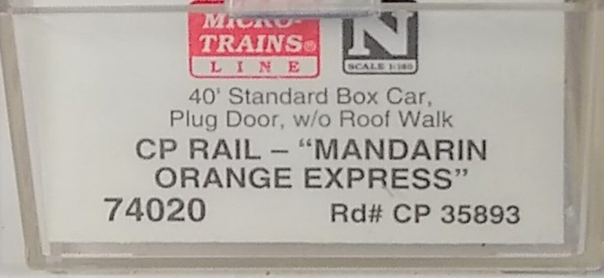 Micro-Trains 07400020 N CP Rail 40' Standard Plug Door Boxcar #35893 LN/Box