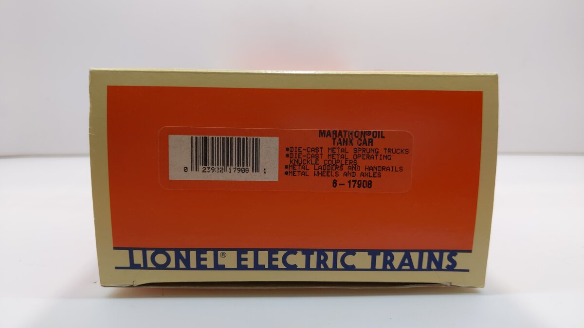 Lionel 6-17908 O Gauge Marathon Oil Tank Car LN/Box