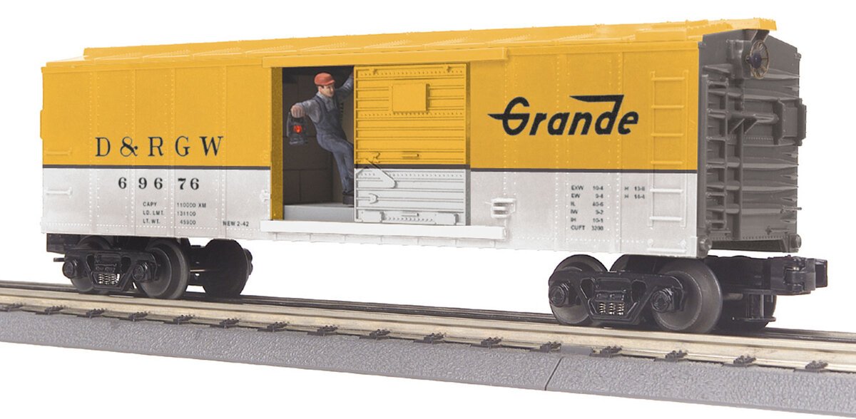 MTH 30-79050 O Gauge Denver & Rio Grande Operating Box Car w/Signal Man LN/Box