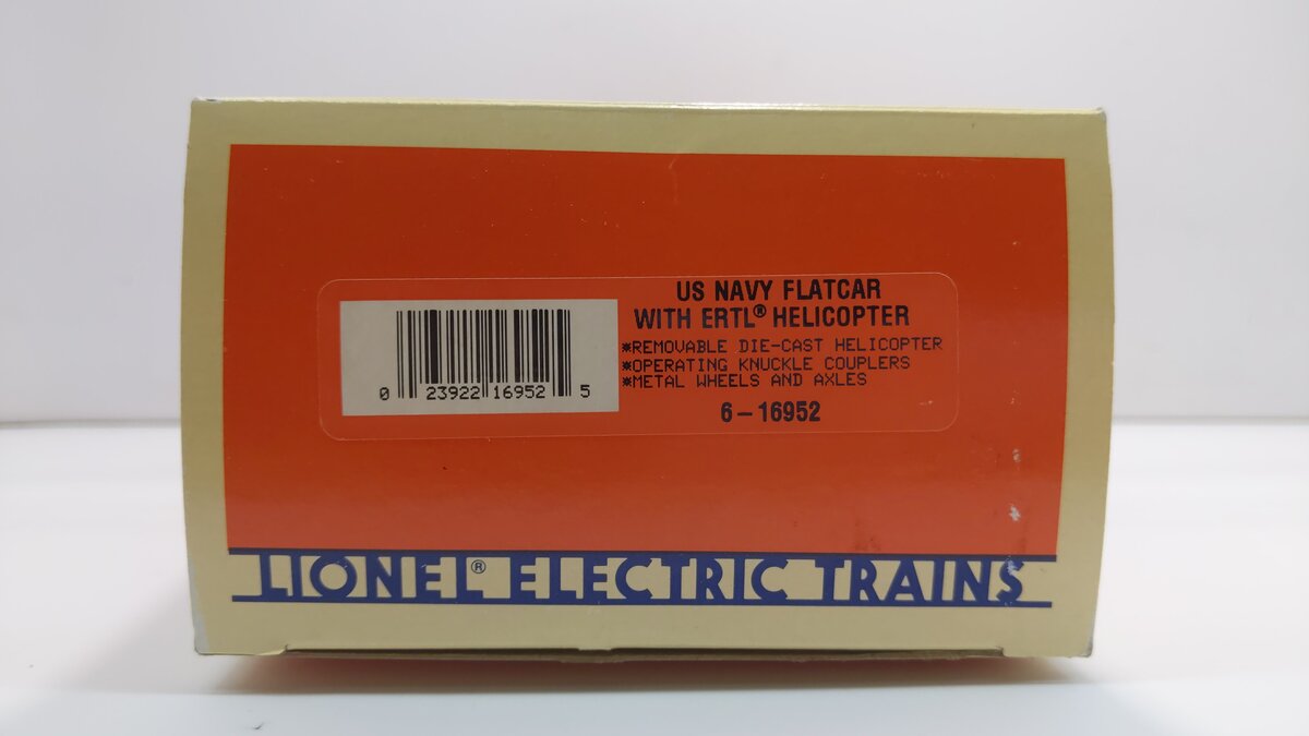 Lionel 6-16952 O Gauge US Navy Flatcar with Ertl Helicopter #16952 LN/Box