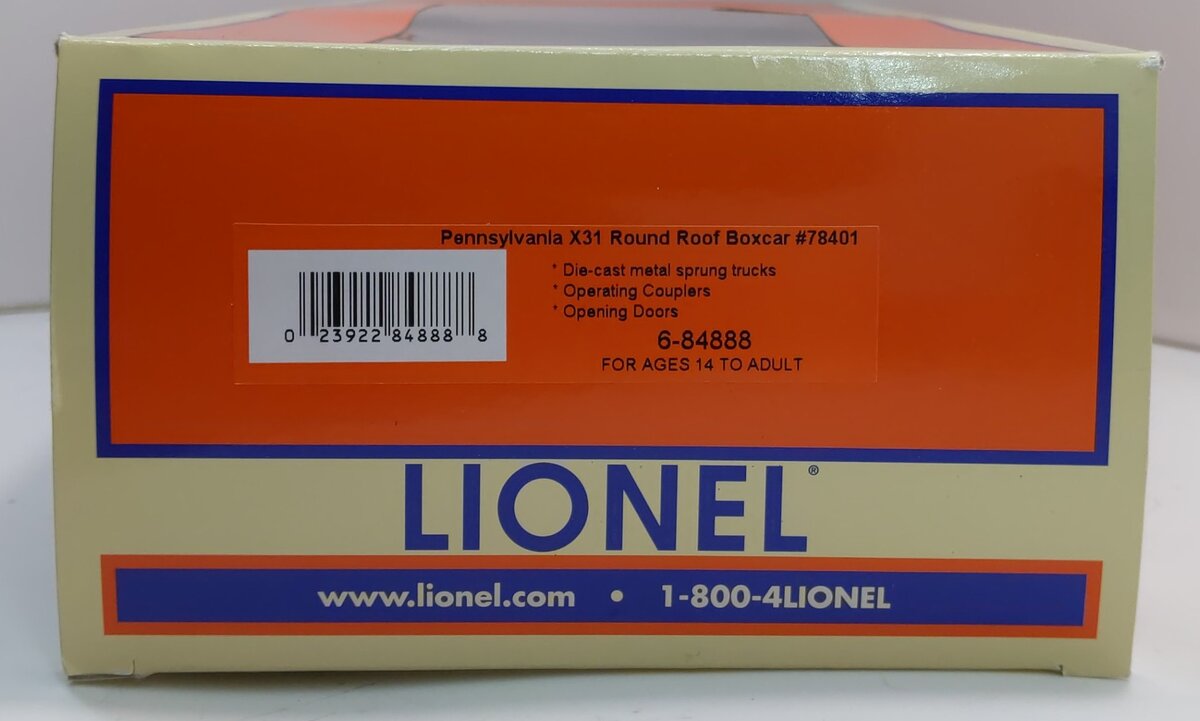 Lionel 6-84888 O Gauge Pennsylvania Circle Keystone X31 Boxcar #78401 NIB