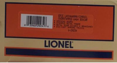Lionel 6-29234 O Gauge Conrail Overstamp Erie Boxcar 6464-698 LN/Box