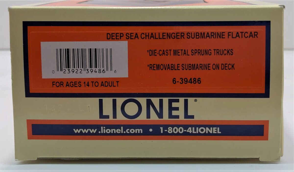 Lionel 6-39486 O Gauge Deep Sea Challenger Submarine Car