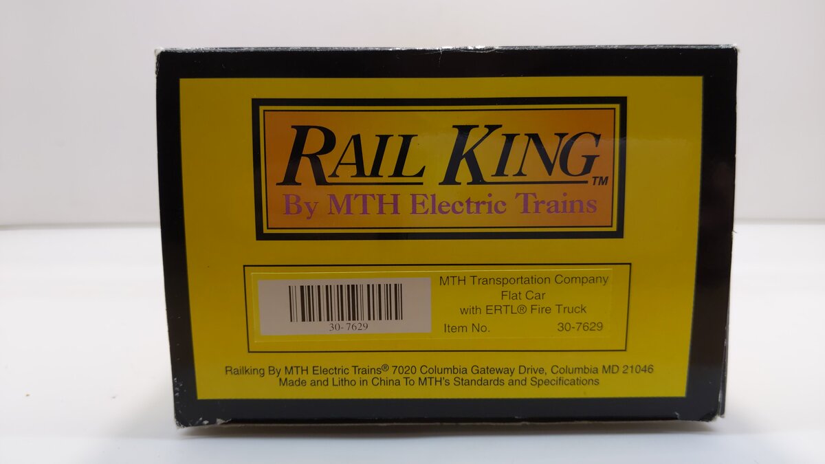 MTH 30-7629 O Gauge Transportation Company Flatcar with Ertl Fire Truck #1979 LN/Box