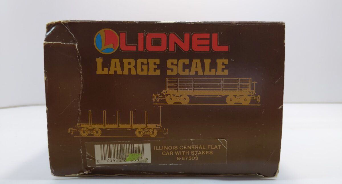 Lionel 8-87503 G Scale Illinois Central Gulf Flatcar w/Stakes EX/Box