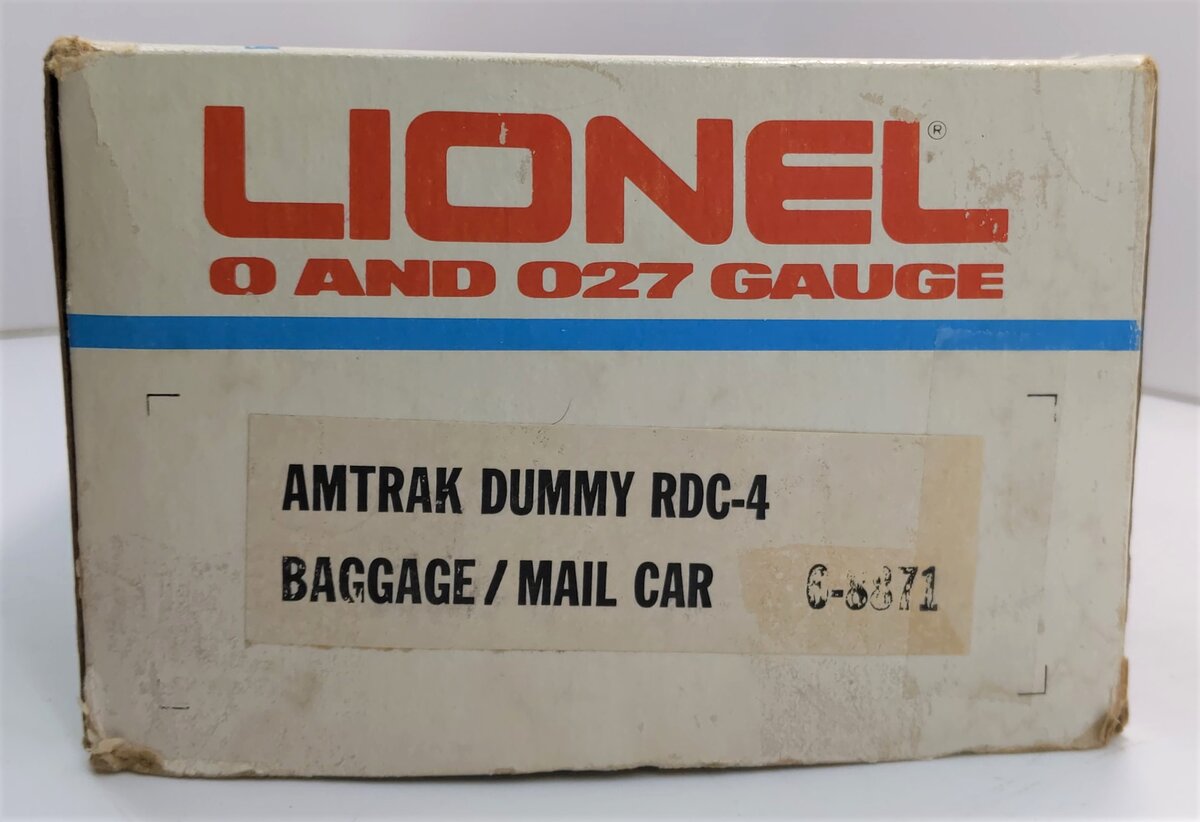 Lionel 6-8871 O Gauge Amtrak Dummy RDC-4 Baggage/Mail Car #8871 LN/Box
