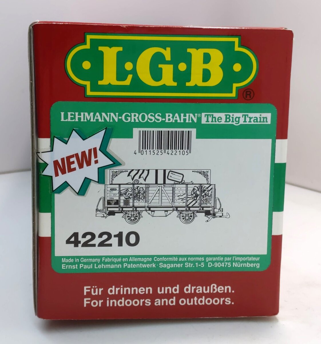 LGB 42210 G Scale The Christmas Train Blue Gondola w/Red Gift Box Load LN/Box