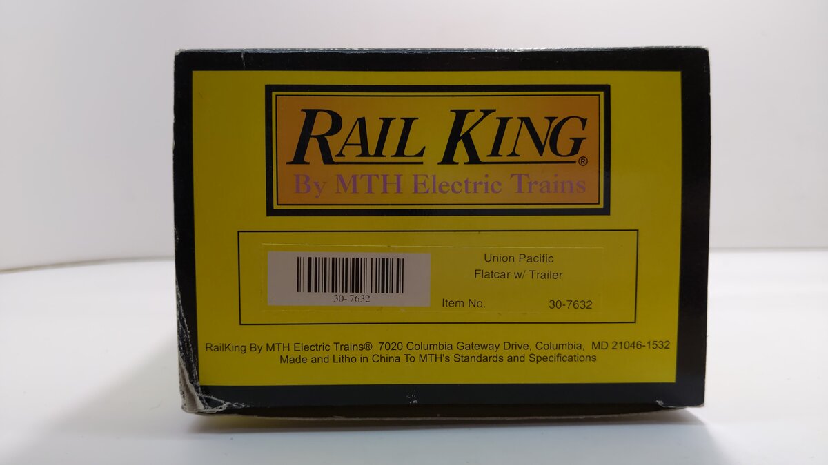 MTH 30-7632 O Gauge Union Pacific Flatcar #53007 with Trailer LN/Box