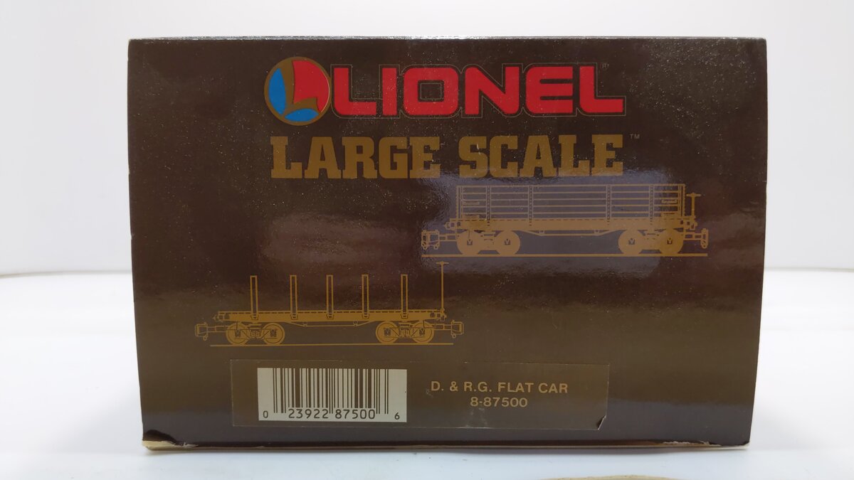 Lionel 8-87500 G Gauge Denver & Rio Grande Flatcar NIB