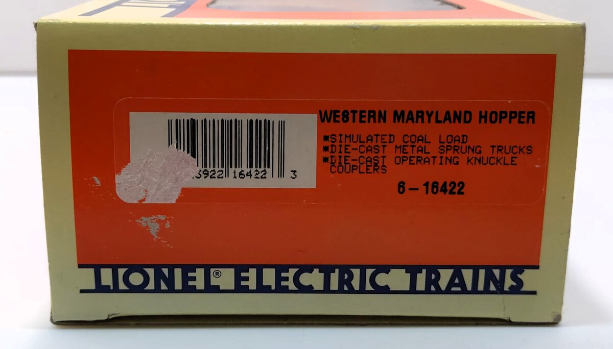 Lionel 6-16422 O Gauge Western Maryland Hopper w/Coal Load LN/Box
