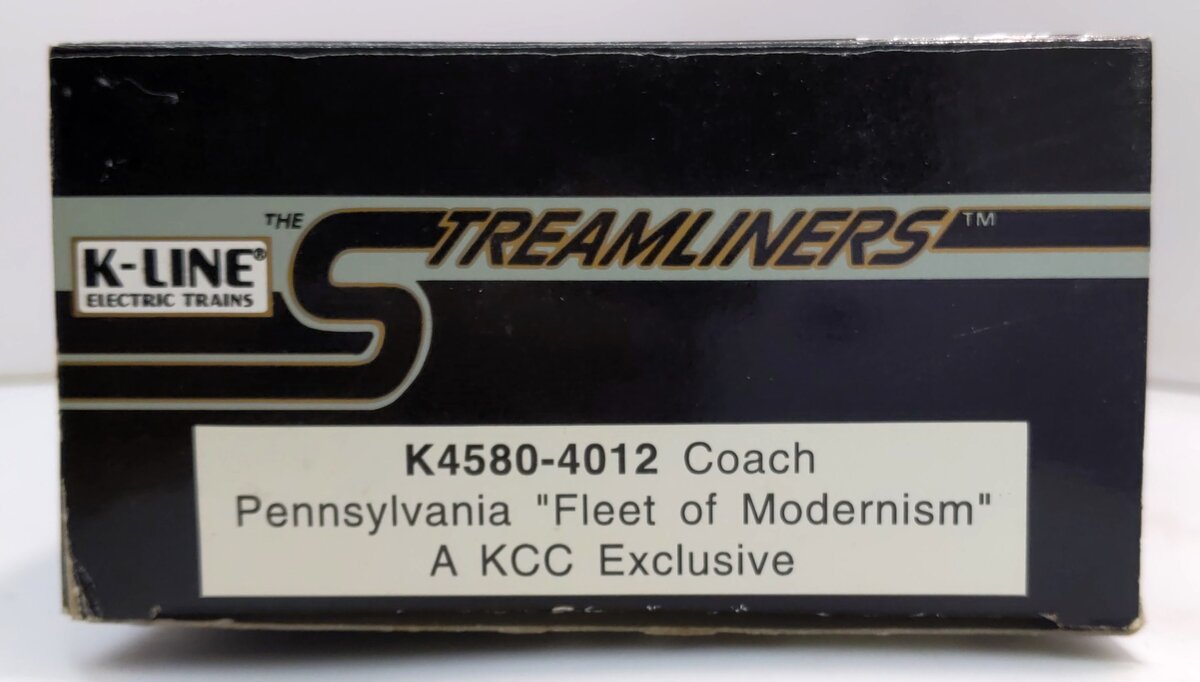 K-Line K4580-4012 O PRR " Fleet of Modernism" 13.5" Streamliner Coach Car #4012 LN/Box