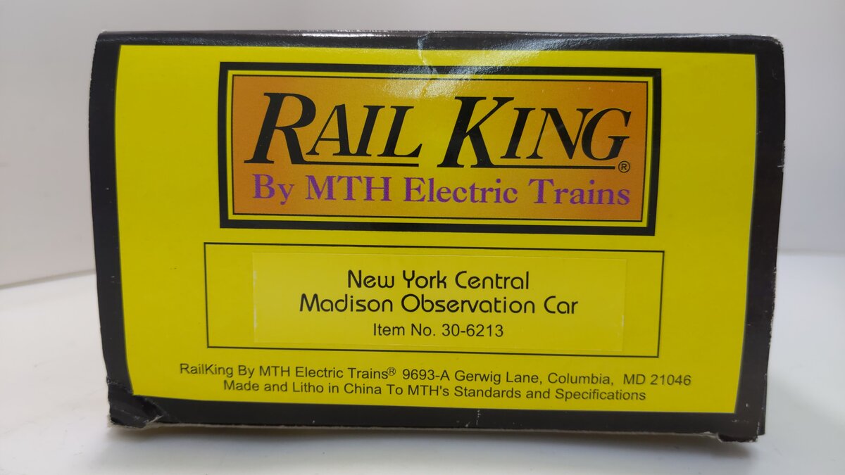 MTH 30-6213 O Gauge New York Central Madison "Buffalo" Observation Car LN/Box