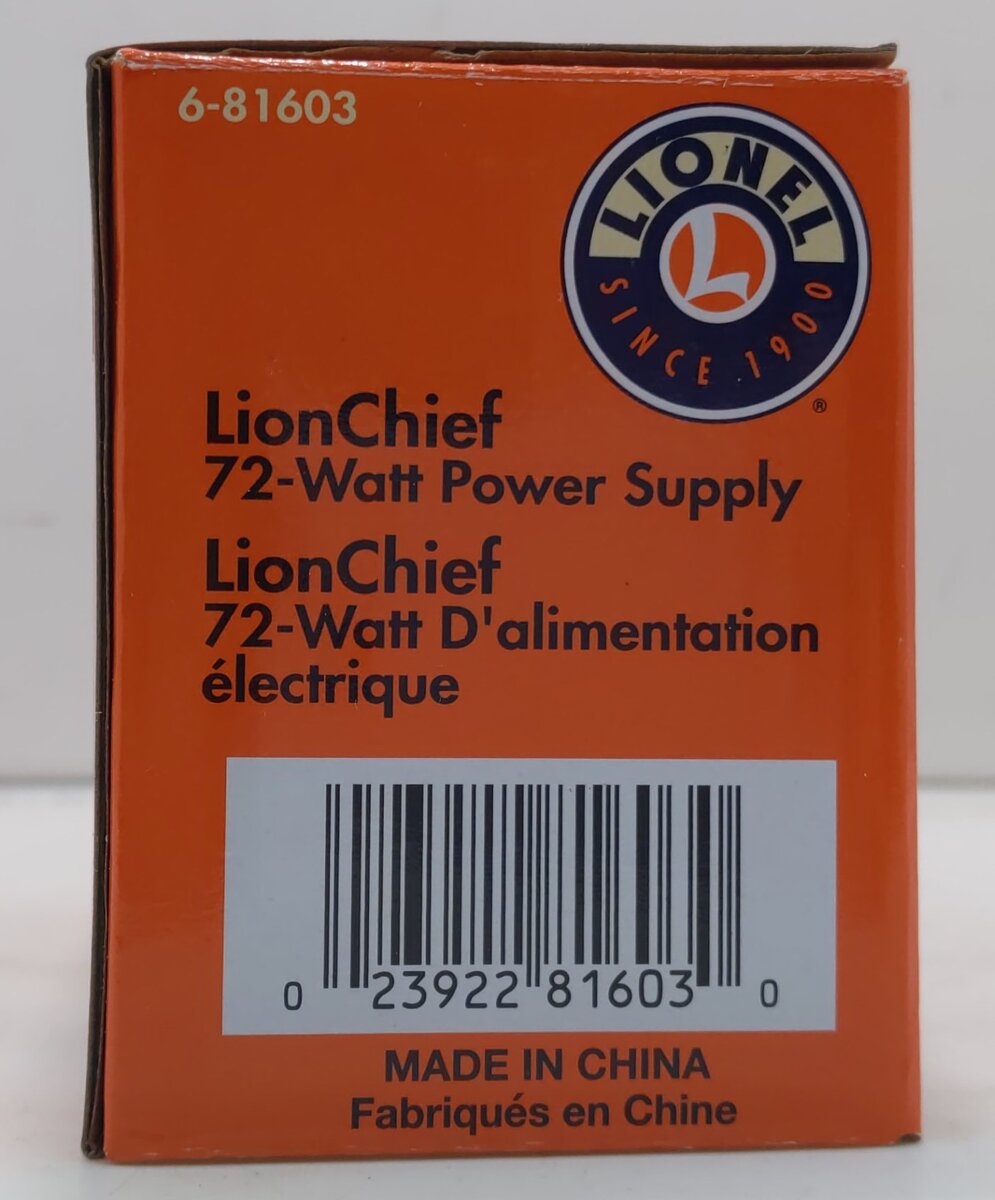 Lionel 6-81603 O Gauge LionChief 72-Watt Wall Pack Power Supply 4 Amp EX/Box
