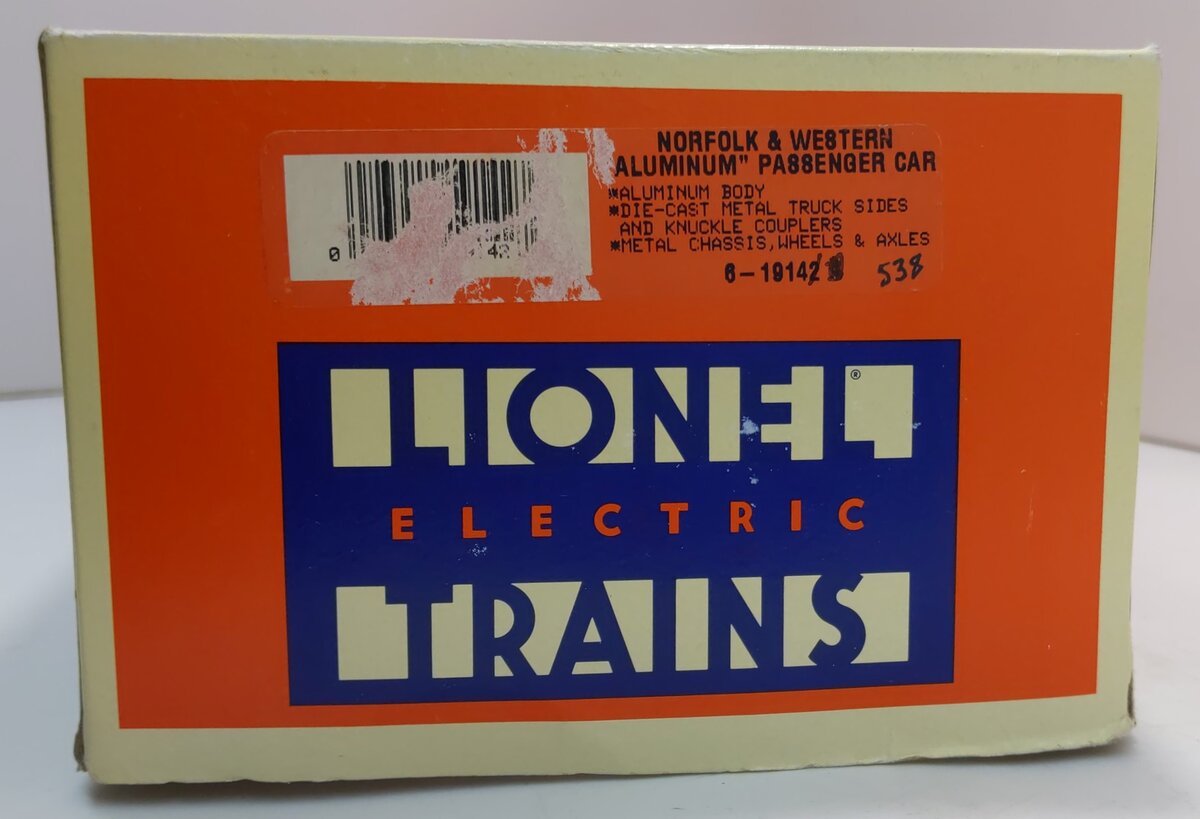 Lionel 6-19142 O Gauge Norfolk & Western Aluminum Passenger Car #538 LN/Box