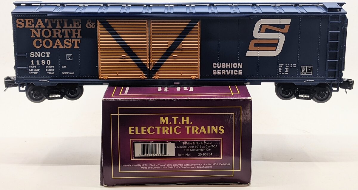 MTH 20-93284 O Gauge Seattle & North Coast Doube Door 50' Box Car #1180 LN/Box