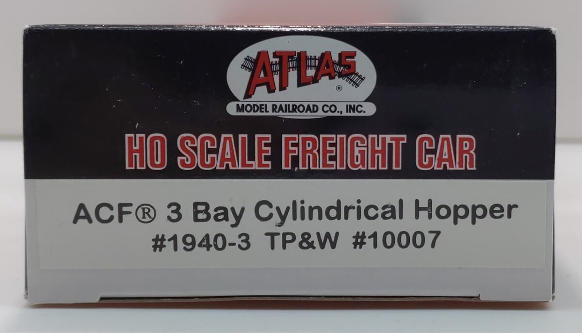 Atlas 1940-3 HO Scale TP&W 3-Bay Cylindrical Hopper Car #10007 LN/Box