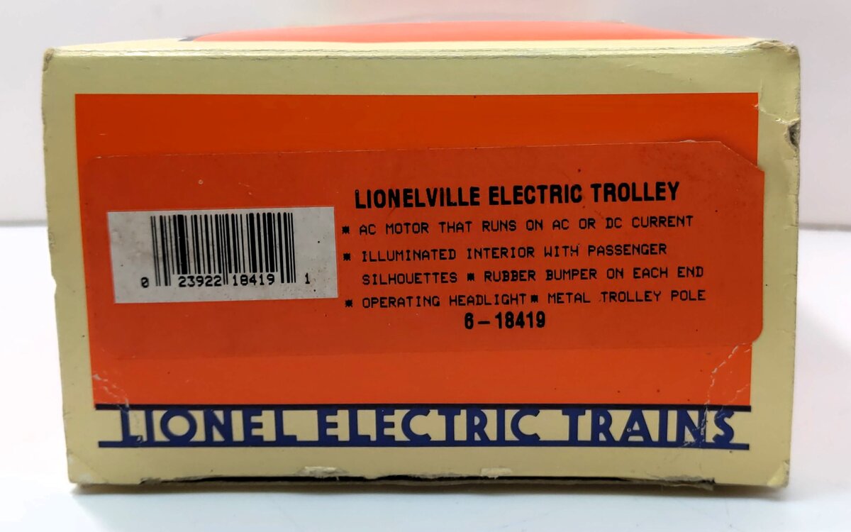 Lionel 6-18419 O Gauge Lionelville Red Operating Trolley #8419 LN/Box