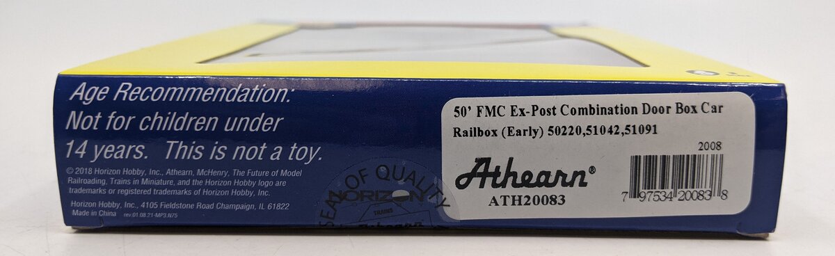 Athearn ATH20083 N Scale Railbox 50' FMC Ex-Post Combo Door Box Car 3-Car Set NIB