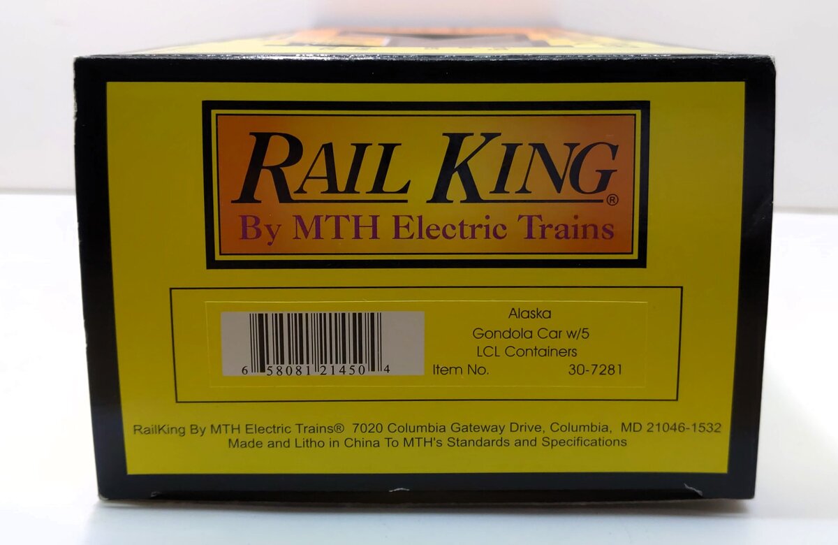 MTH 30-7281 O Alaska Gondola w/LCL Containers #13245 NIB
