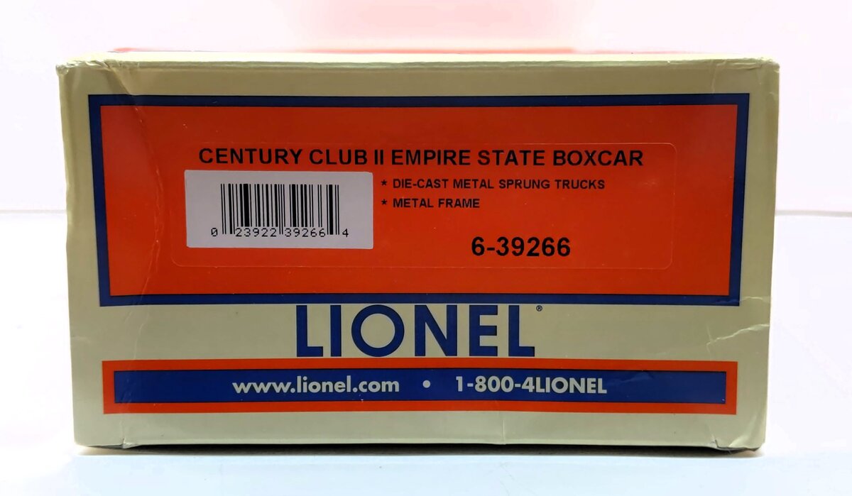 Lionel 6-39266 O Gauge Century Club II NYC Empire State Hudson Boxcar LN/Box